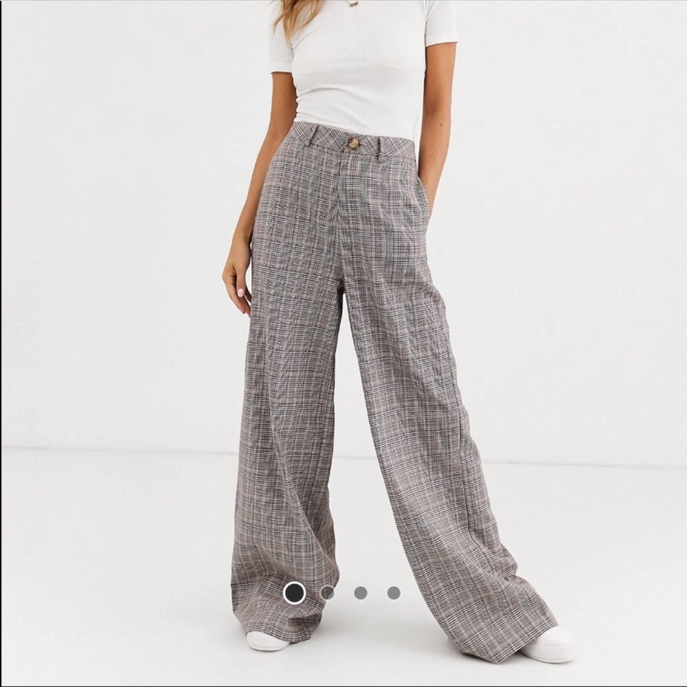 Colorful houndstooth wide leg trousers